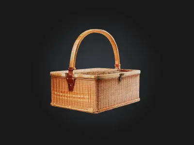 Wicker Picnic Basket Low-poly 3D model