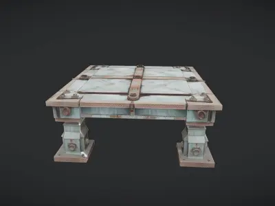 industrial metal platform with four legs 3D model