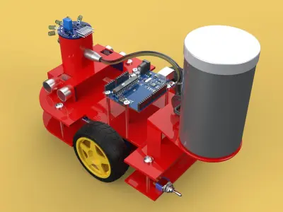 AUTONOMOUS FIRE FIGHTING ROBOT VEHICLE EXTINGUISHER SPRAYER UGV 3D model