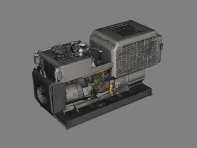 Industrial Diesel Generator Assembled and Exploded  Low Poly  Low-poly 3D model