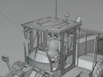 Wheel Loader White Low-poly 3D model