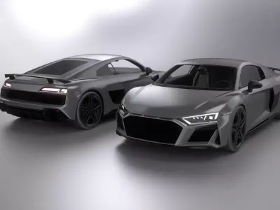 Modern Sport Supercar - Game Ready Mid-poly with 4 LODs Low-poly 3D model