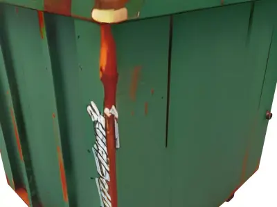 Weathered Industrial Open Top Container Low-poly 3D model