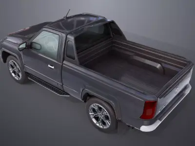 Generic Pickup Truck 01 Black and White Rigged All PBR Textures Low-poly 3D model