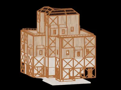 Medieval Low Poly Building Castle Wooden Village Stone House 22 Low-poly 3D model