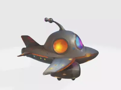 Cartoon lowpoly spaceship Low-poly 3D model