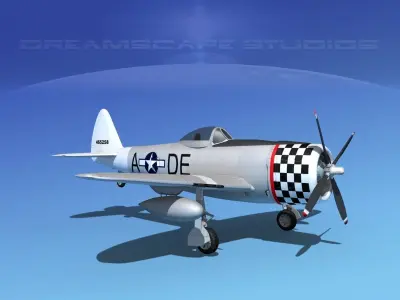 Republic P-47D Thunderbolt V04 3D model