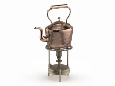 Primus Vintage Stove and Copper Teapot Set 3D model