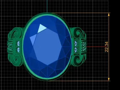 ANTIQUE GOLD SAPPHIRE RING 3D PRINTABLE MODEL 3D print model