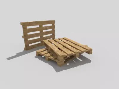 Wooden Pallet Low-poly 3D model 2