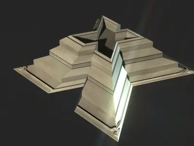 X block hollowed pyramid  Low-poly 3D model