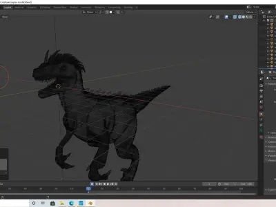 velociraptor dark version grey black and white bone colors Low-poly 3D model