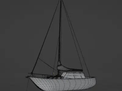 Sailboat 3D Model Ocean Scene 3D model