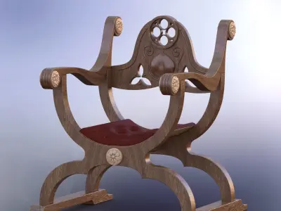 antique chair 3D model 6