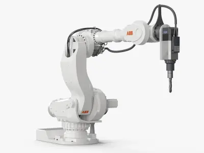 ABB IRB 7600 with Drilling Tool White Rigged for Cinema 4D 3D model