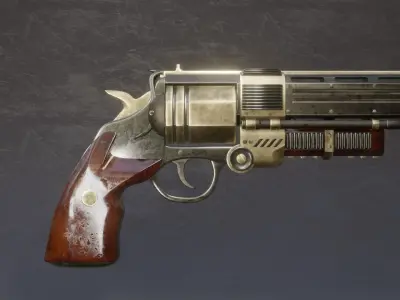Steampunk Handcannon Revolver Low-poly 3D model