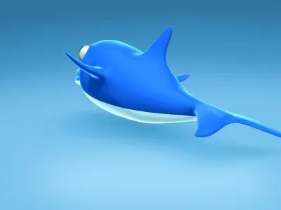 Dolphin cute character Low-poly 3D model