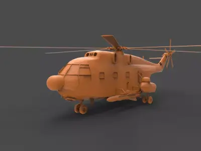 sa321 orange helicopter 3D print model