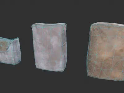 Set of Cement Bags Low-poly 3D model
