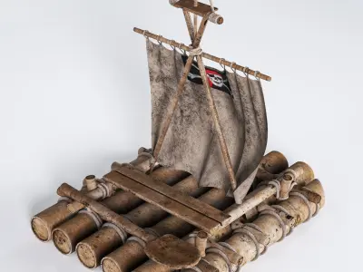 old boat design Low-poly 3D model