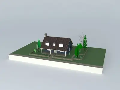 House with porch  Free 3D model