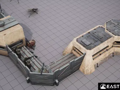 Sci-fi RTS Fortifications Pack 01 Low-poly 3D model