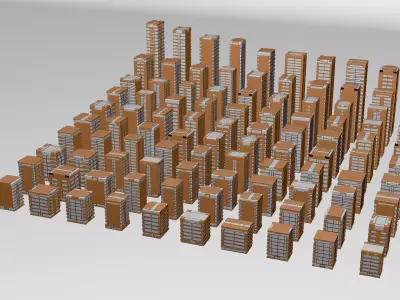 Low-poly Modular Sci-Fi Buildings - 100 Buildings Pack Low-poly 3D model