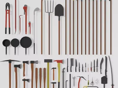 Low-Poly Melee Weapons Pack zombie apocalypse Low-poly 3D model