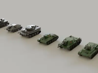 Tanks Pack Low-poly 3D model