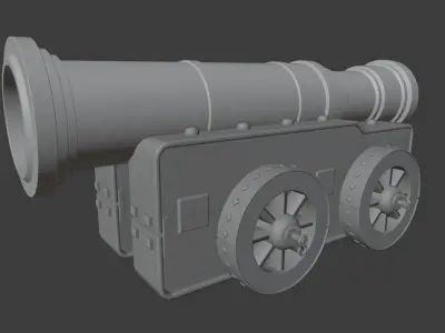 Cannon on wheels 3D model purchase