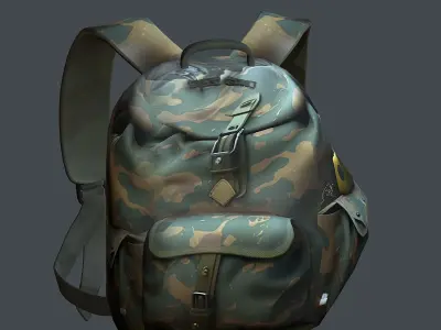 Backpack Camping Generic military human bag storqge baggage Low-poly 3D model 8