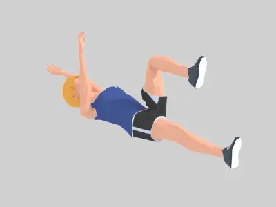 Dead Bug  Exercise wommMan Animation Low-poly 3D model