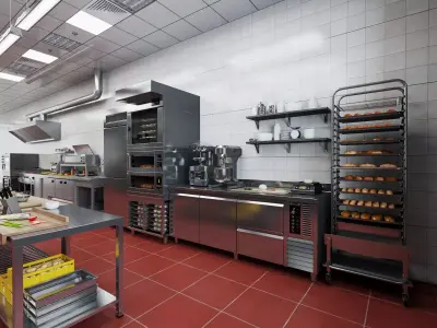 Commercial Kitchen Stainless Equipment Pack PBR Game Ready Low-poly 3D model