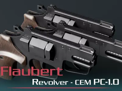 Flaubert revolver game-ready Low-poly 3D model