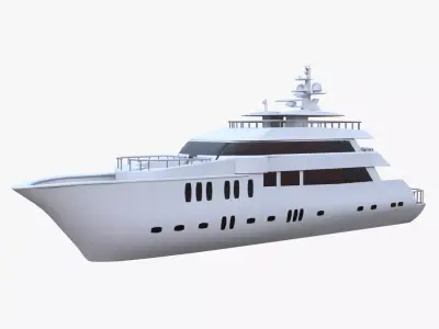 Luxury Motor Yacht 3D Model Game Ready Low Poly Only Quads  PBR Low-poly 3D model