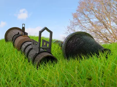 bazuka two metal pipes in grass Free 3D model
