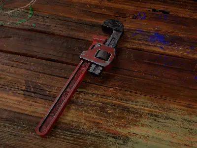 Old Stillson Pipe Wrench Low-poly 3D model