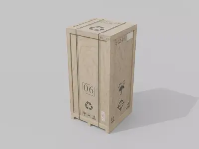 Tall Vertical Wooden Crate - Customizable Shipping Box Low-poly 3D model