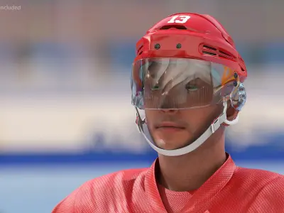 Red Hockey Helmet 3D model