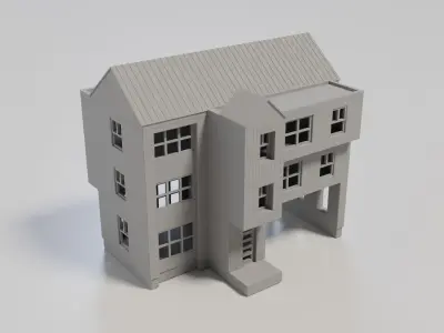 HO Scale 3D Print -The Monolith- Brutalist Modern Res Building 3D print model