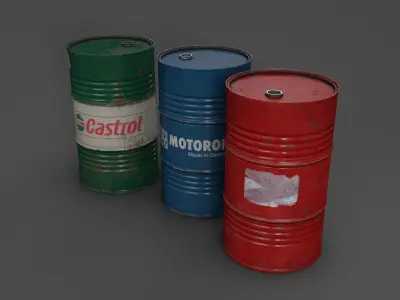 Barrels oil cans Low-poly 3D model