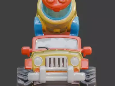 Stylized Water Cannon Battle Jeep 3D Model Low-poly 3D model