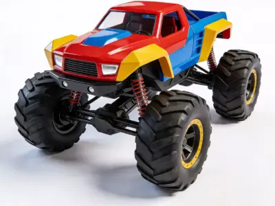 Stylized Racing Monster Truck 3D Model Low-poly 3D model
