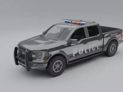 Low Poly Tactical Police Pickup Truck  -Modular and Game Ready Low-poly 3D model