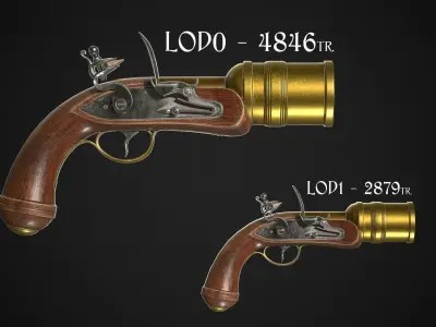 Flintlock Grenade Launcher 01 Classic Low-poly 3D model