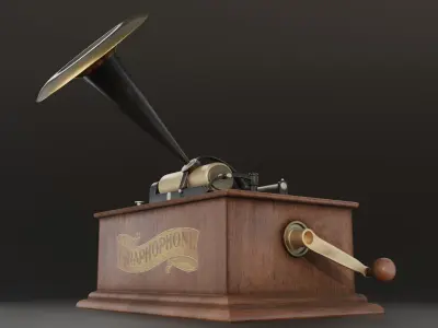 Graphophone Low-poly 3D model