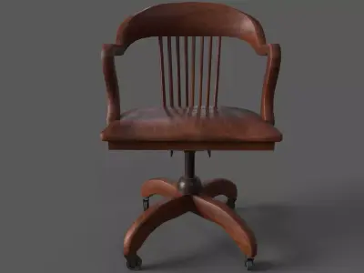 Wood Office Chair c 1940 Low-poly 3D model