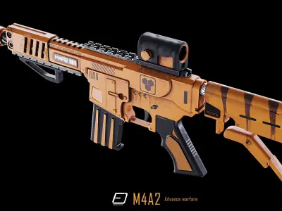 Modern M4A2 PBR Gun Low-poly 3D model