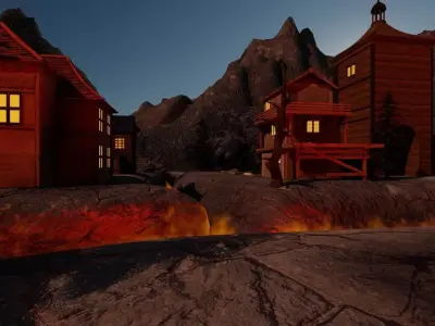 Burning Town 3D model