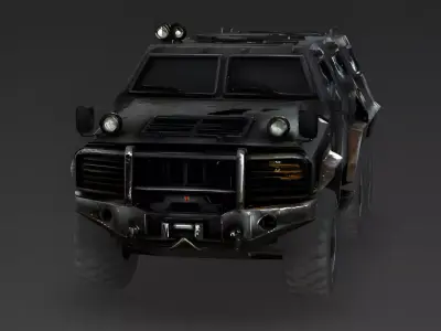 Destroyed 6x6 Armored Tactical Vehicle 3D Model Low-poly 3D model